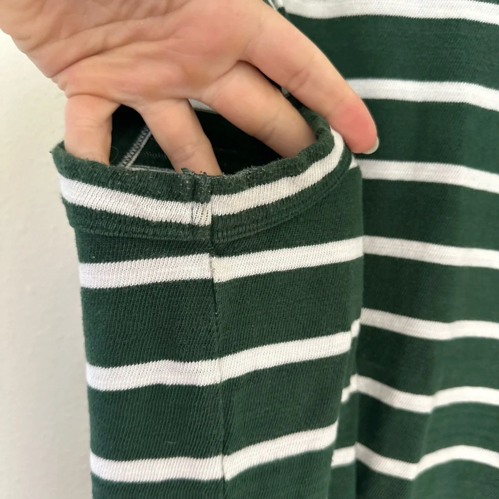 LOFT Dark Green and White Striped Sleeveless Tank - Picture 6 of 7